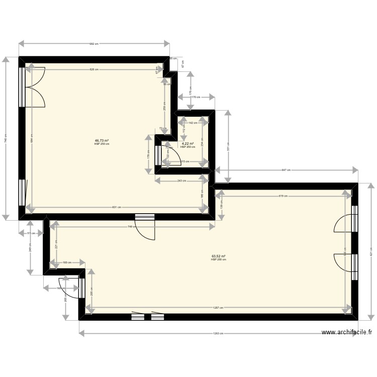 Salomon Suresnes 92150 Existant JORDAN. Plan de 3 pièces et 114 m2