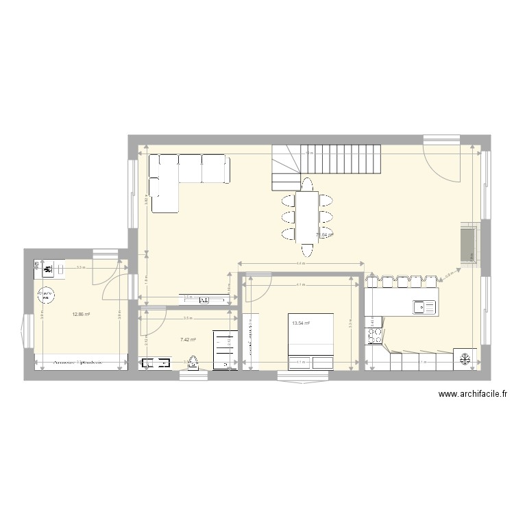 plan 860x1270 5 chambres test cuisine. Plan de 0 pièce et 0 m2