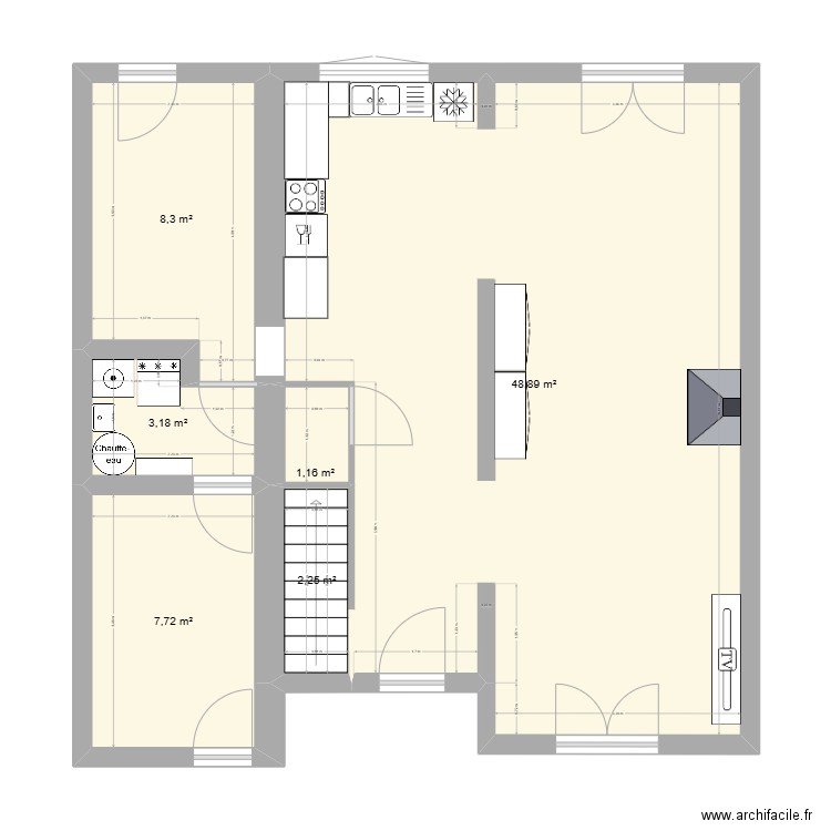 rez_de_chaussé. Plan de 6 pièces et 72 m2
