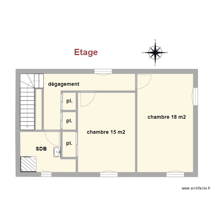 libaros étage. Plan de 8 pièces et 52 m2