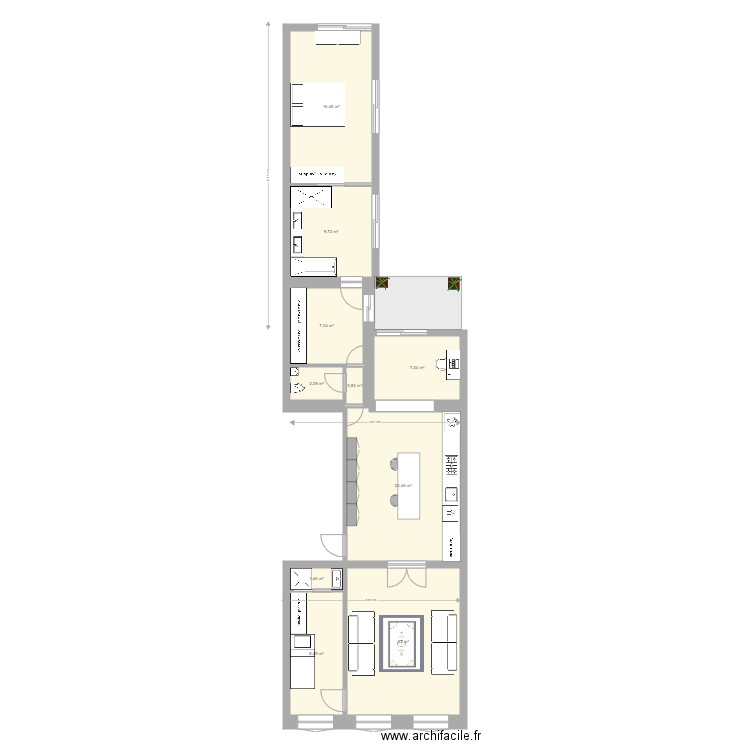 DEFACQ ETAGE 1. Plan de 10 pièces et 98 m2