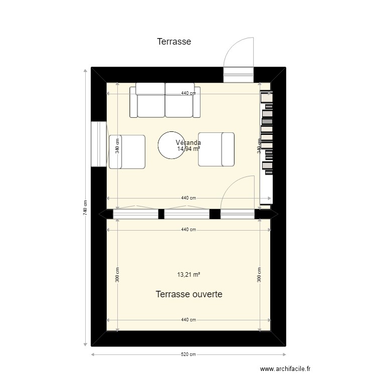 terrasse. Plan de 0 pièce et 0 m2