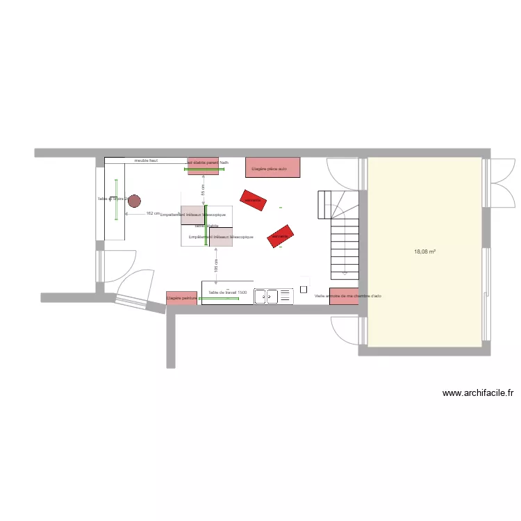 Am&eacute;nagement Atelier. Plan de 