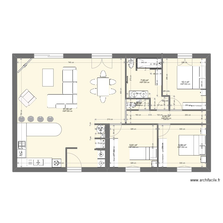 PAVILLON 2. Plan de 7 pièces et 95 m2