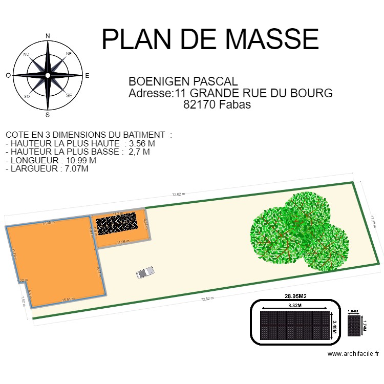 PLAN DE MASSE BOENIGEN . Plan de 2 pièces et 355 m2
