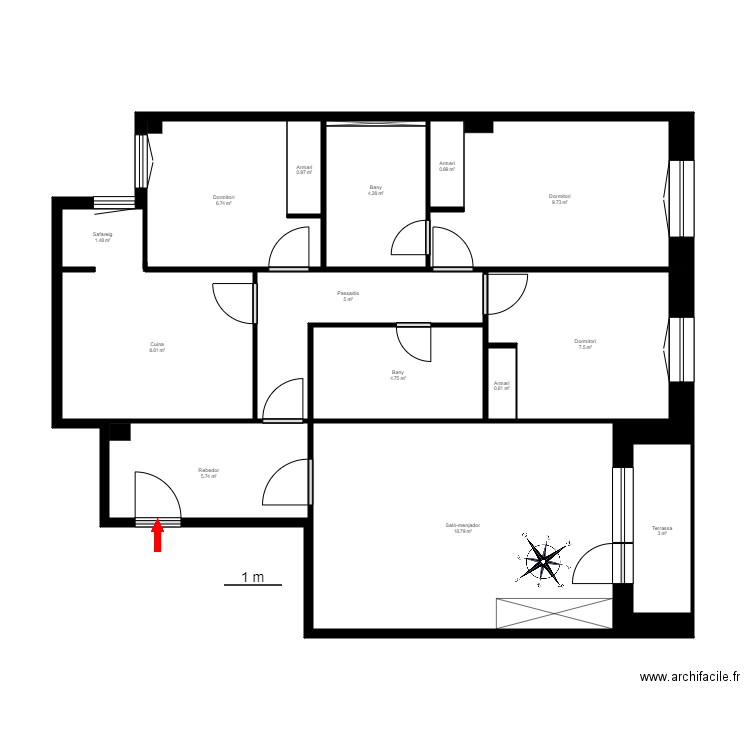 URB. ELS REFUGIS, ED. CABANA SORDA, ESC. B, 2-3. CANILLO. Plan de 15 pièces et 78 m2