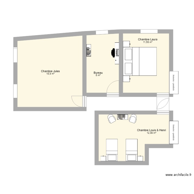 Appartement Montherod. Plan de 4 pièces et 51 m2