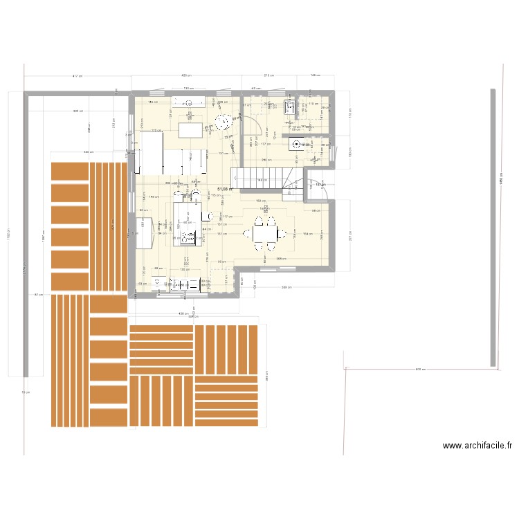 Porsh 1. Plan de 4 pièces et 75 m2