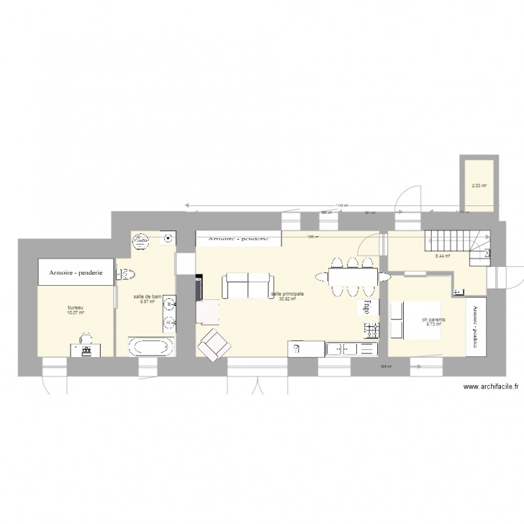 Rdch meublé  Projectif 2 Petit Aulnay. Plan de 0 pièce et 0 m2