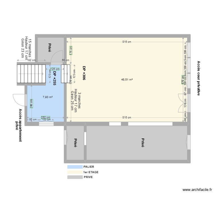 LE DRAGON CHOUQUETTE avant travaux 1er &eacute;tage. Plan de 0 pièce et 0 m2