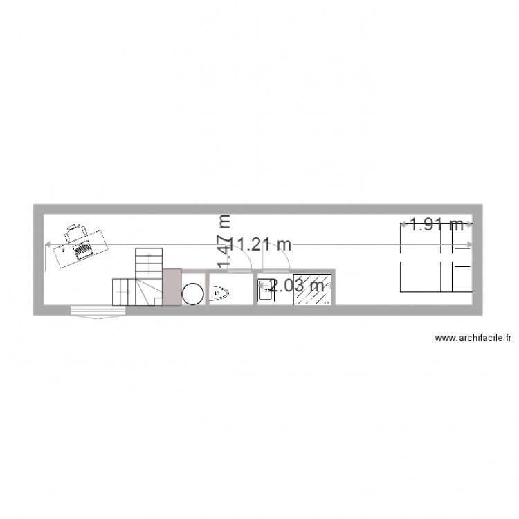 Mezzanine allongée. Plan de 0 pièce et 0 m2