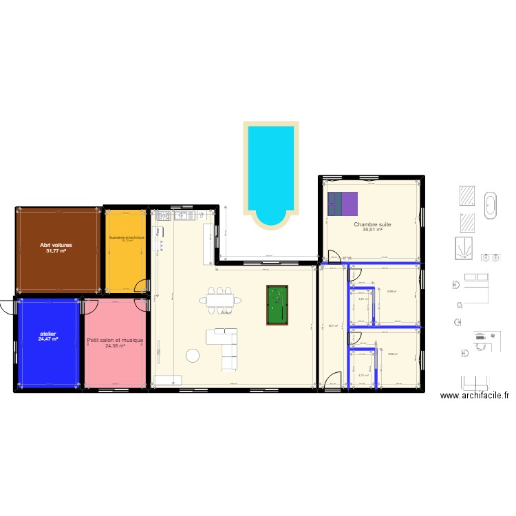 Plan future maison. Plan de 11 pièces et 287 m2