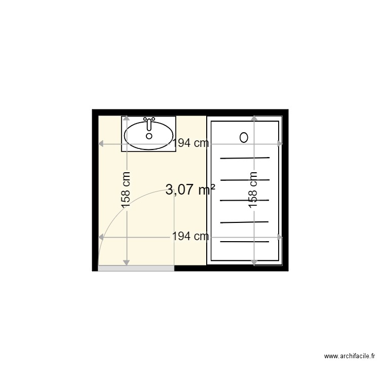 NALECK CATHY. Plan de 1 pièce et 3 m2