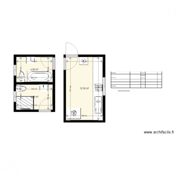 WC ET CUISINE. Plan de 0 pièce et 0 m2