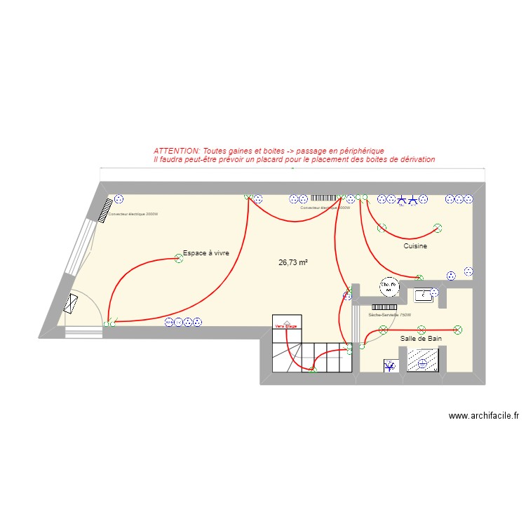 BRUBACH RDC . Plan de 1 pièce et 27 m2