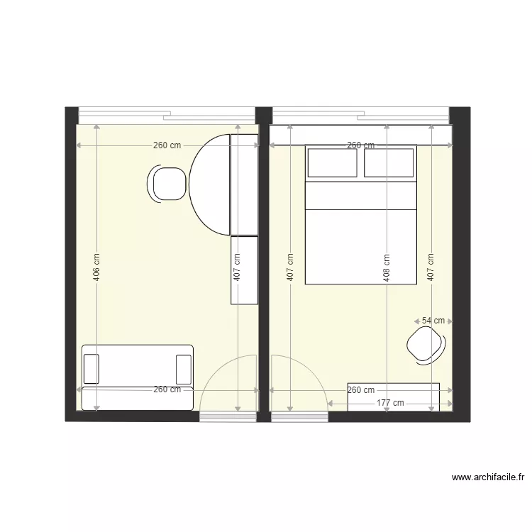 CHAMBRE1 DG. Plan de 