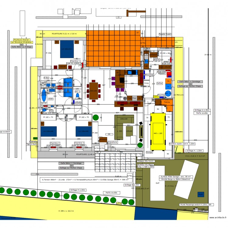 Extérieurs et sanitaires. Plan de 0 pièce et 0 m2