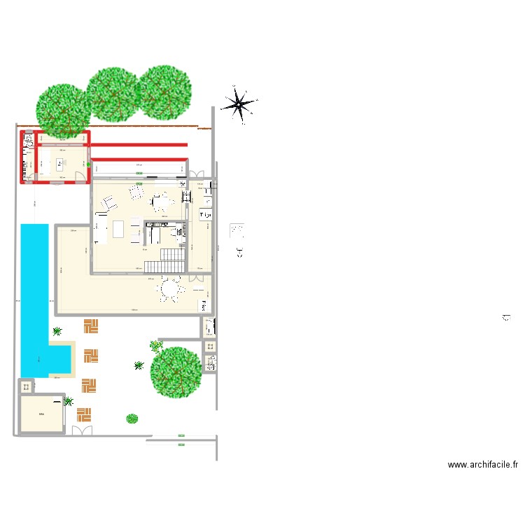 chacrinha. Plan de 13 pièces et 131 m2