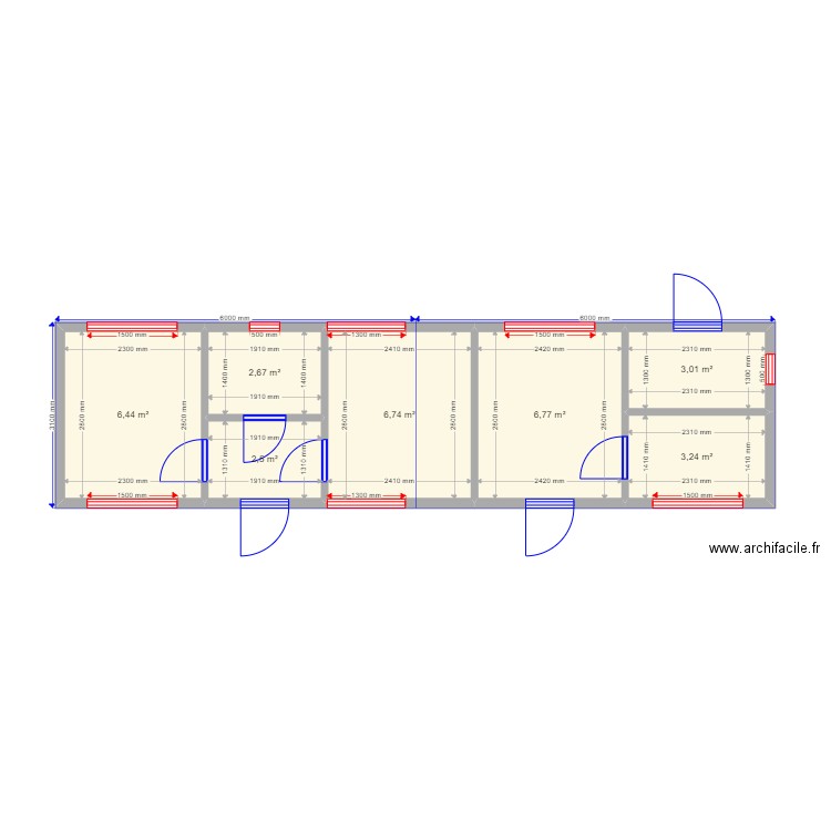 Кордон. Plan de 7 pièces et 31 m2