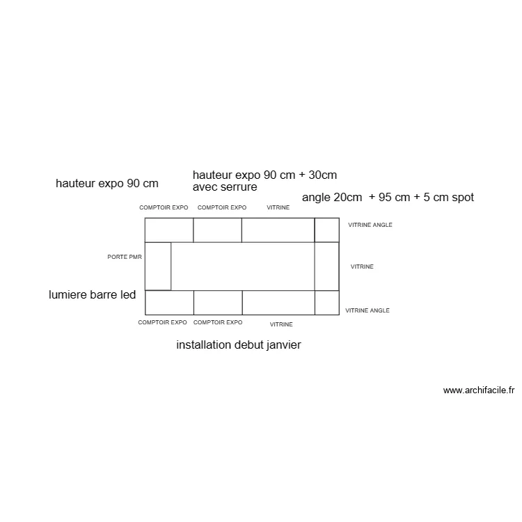kiosque bijouterie. Plan de 