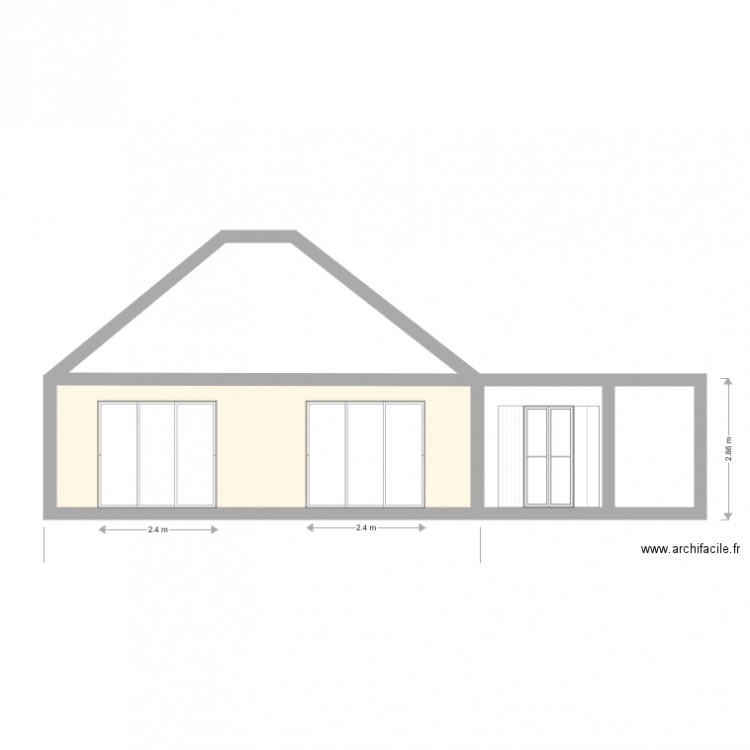 facade  ouest apres projet. Plan de 0 pièce et 0 m2