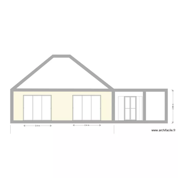 facade  ouest apres projet. Plan de 