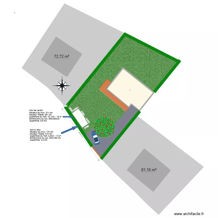 masse abri jardin. Plan de 