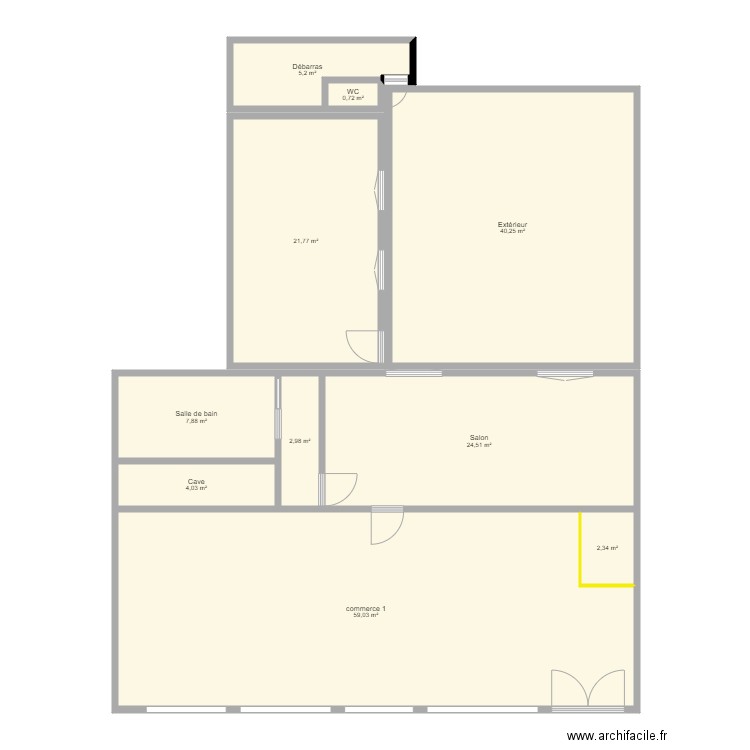 busnes. Plan de 10 pièces et 169 m2