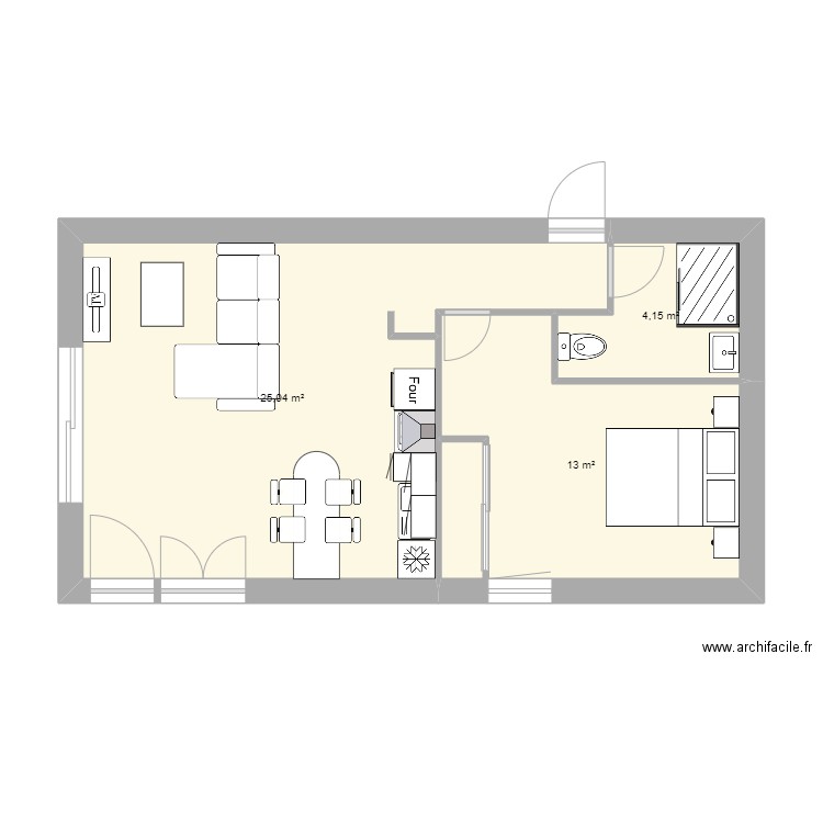 essai jms 15. Plan de 3 pièces et 43 m2