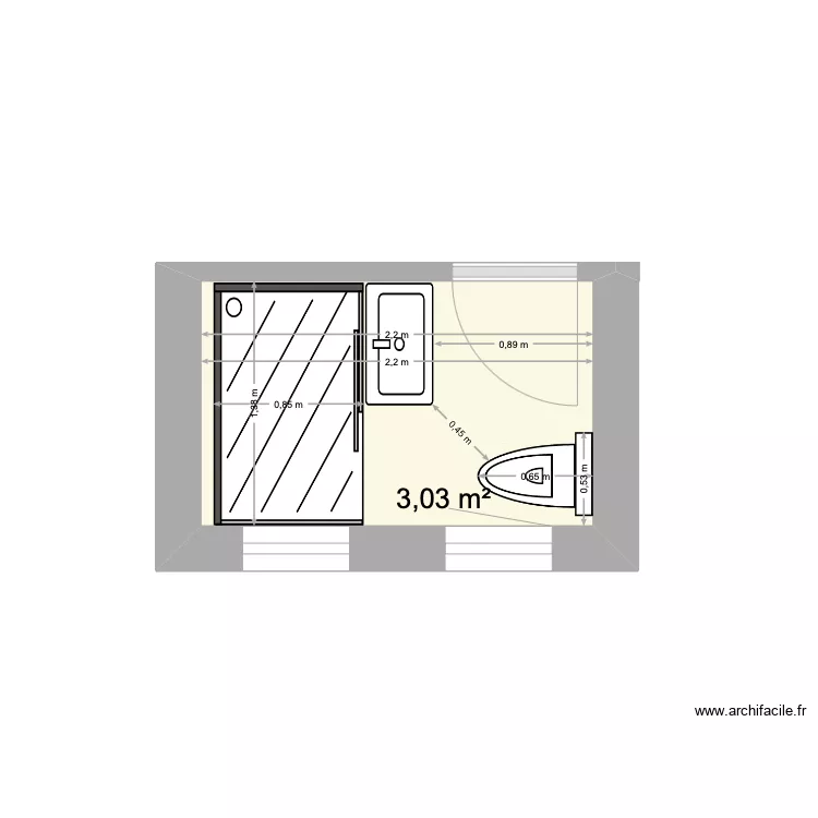 Salle de bains R+1 "Sylvie". Plan de 