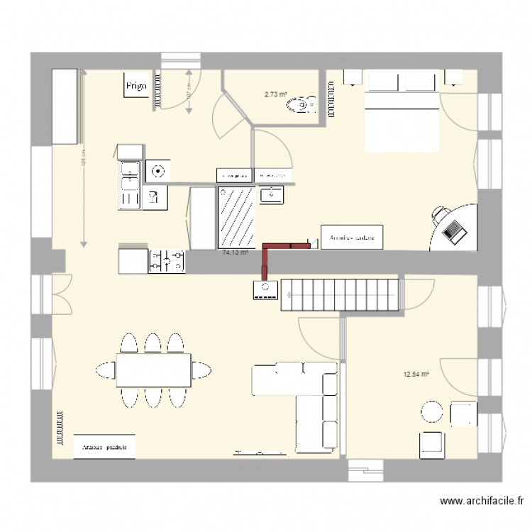 Nouvel aménagement RdC variante. Plan de 0 pièce et 0 m2