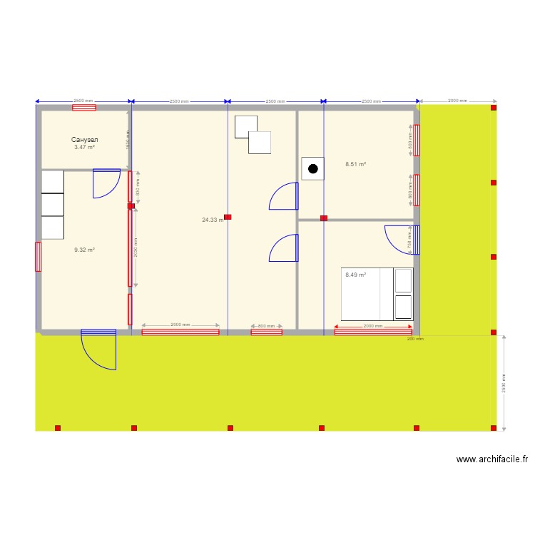 45 8 1 modul. Plan de 0 pièce et 0 m2