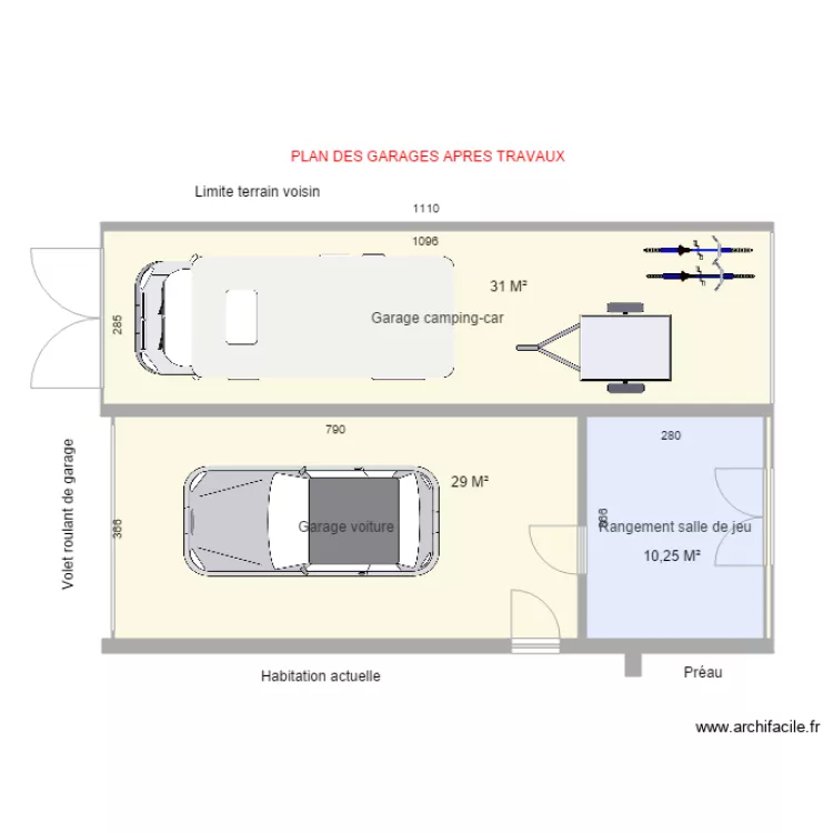 Plan garages apr&egrave;s V2. Plan de 