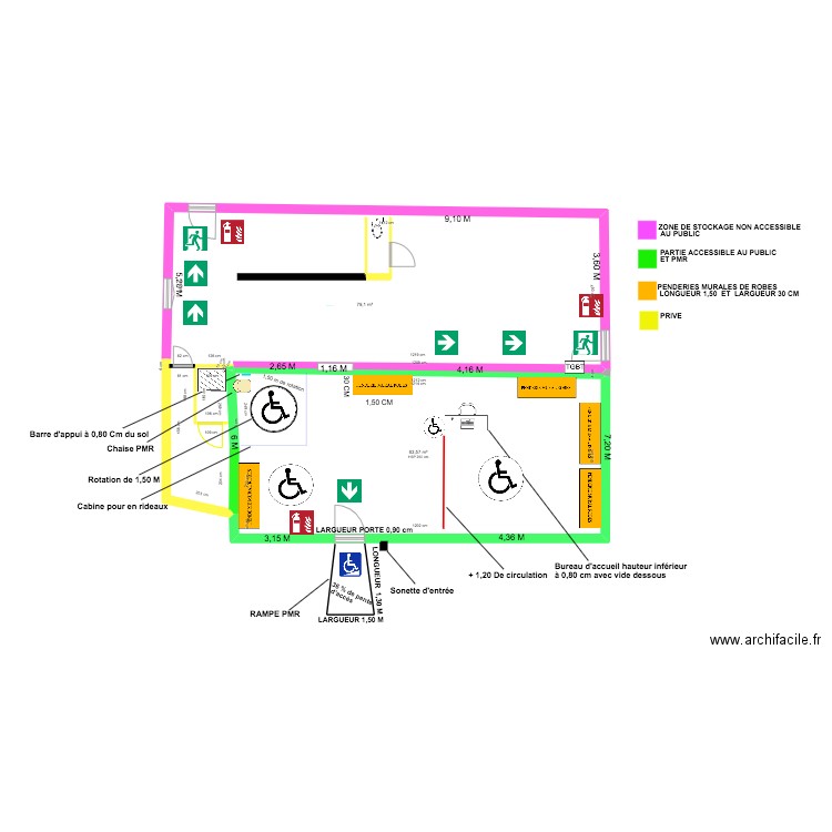 MAGASIN. Plan de 3 pièces et 143 m2