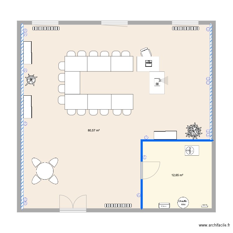 FENWICK PLAN PROJET SALLE REUNION R1. Plan de 2 pièces et 93 m2
