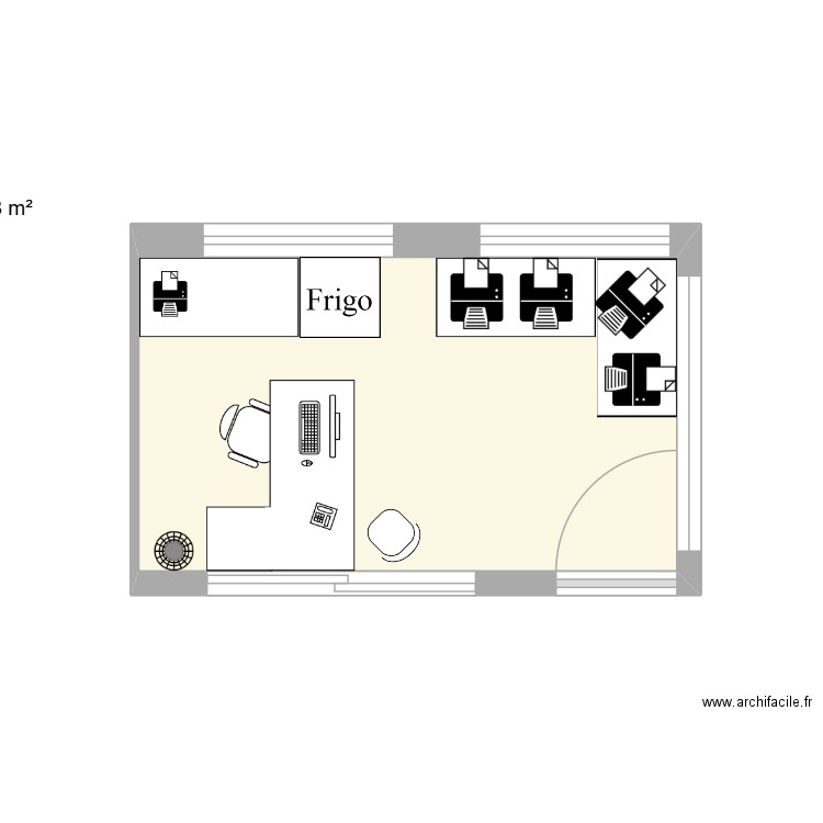 Bureau. Plan de 1 pièce et 9 m2