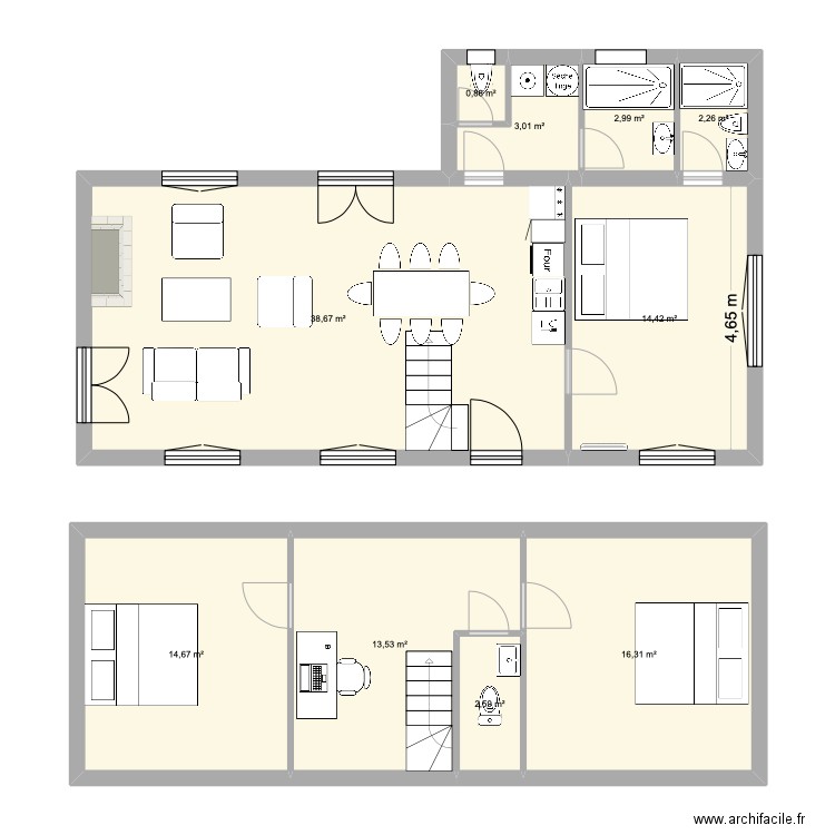 Creplaine. Plan de 10 pièces et 109 m2