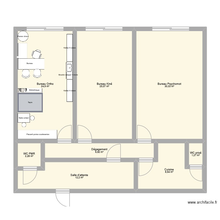 Cabinet paramed 2. Plan de 8 pièces et 112 m2