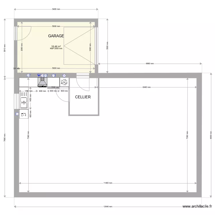 CUISINE LOT B H MERIADEC. Plan de 