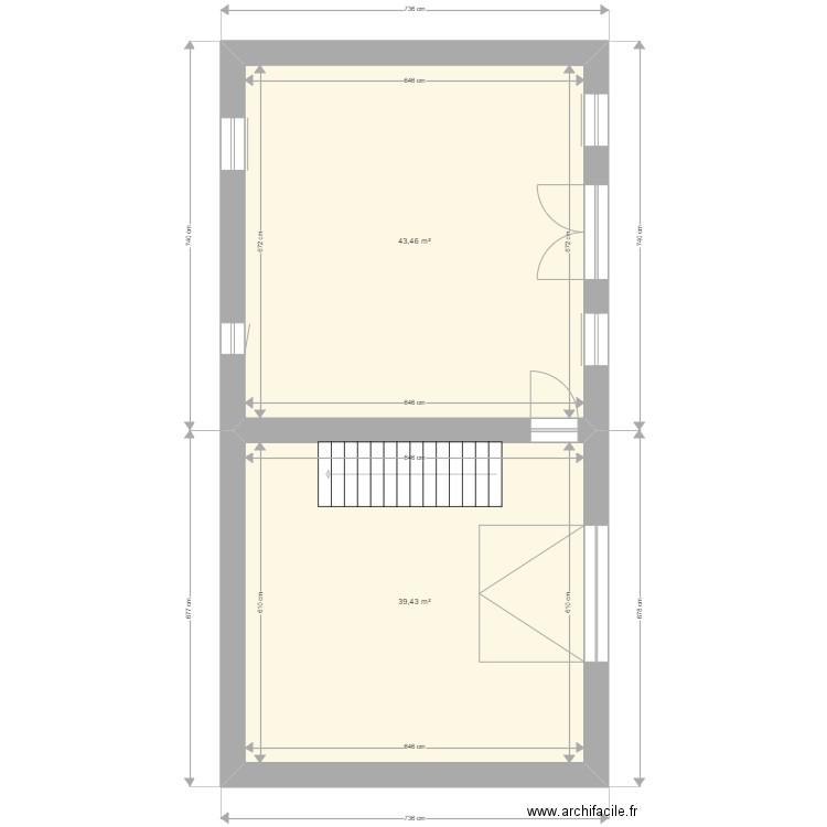 giraud rdc. Plan de 2 pièces et 83 m2