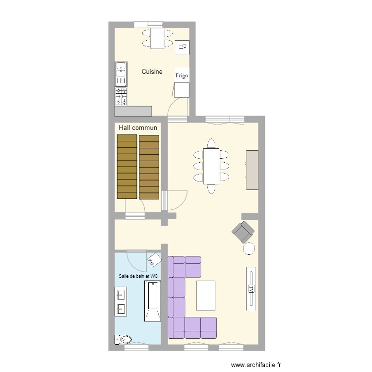 monténégro. Plan de 4 pièces et 61 m2