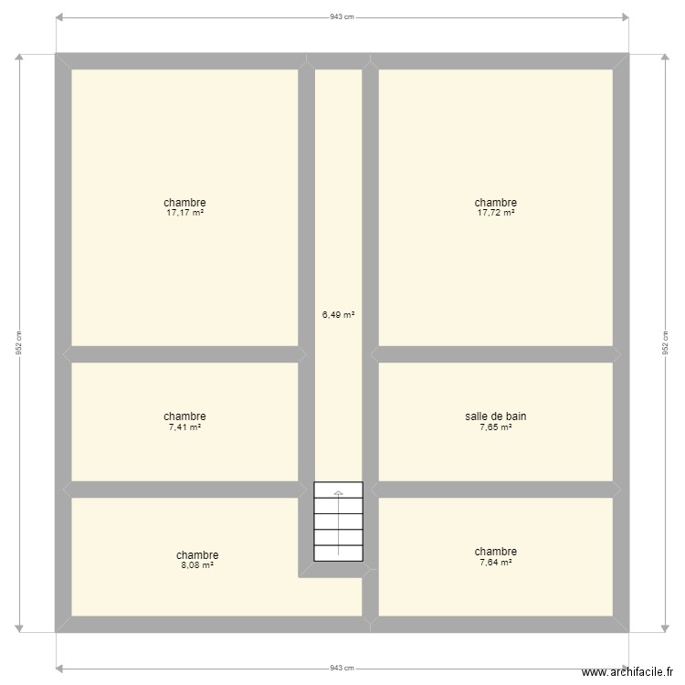 fay et1. Plan de 7 pièces et 72 m2