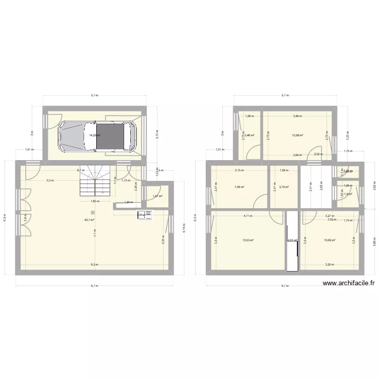 Plan Maison RDC. Plan de 12  et 114 m²