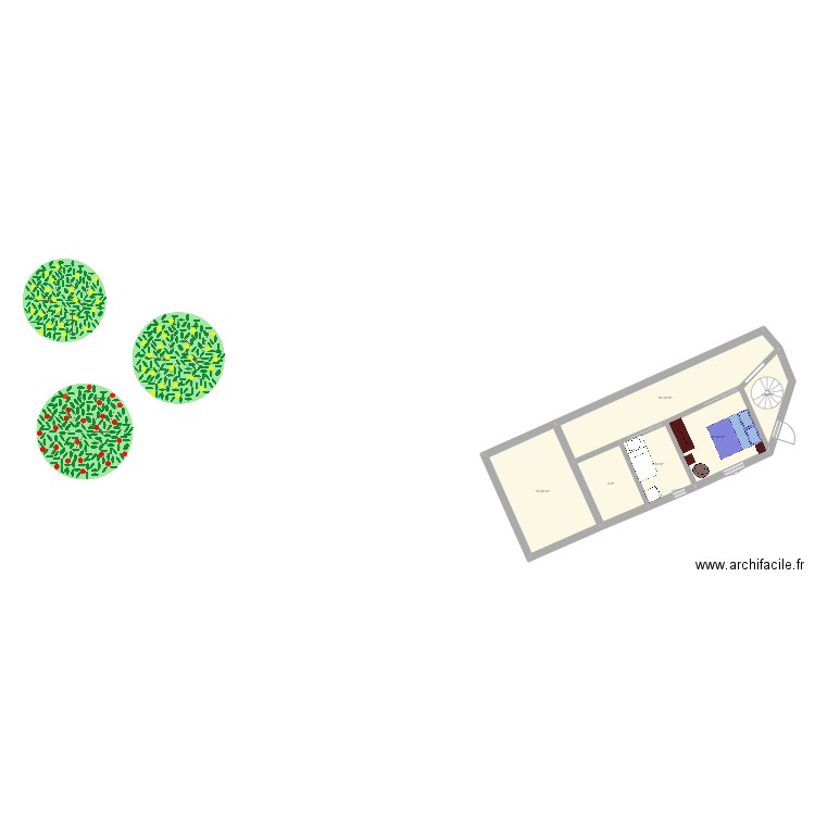 Ferreyrettes (RdC). Plan de 6 pièces et 58 m2