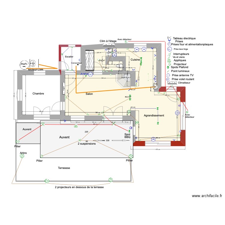 Maison de Rat 2 Electricité. Plan de 2 pièces et 52 m2