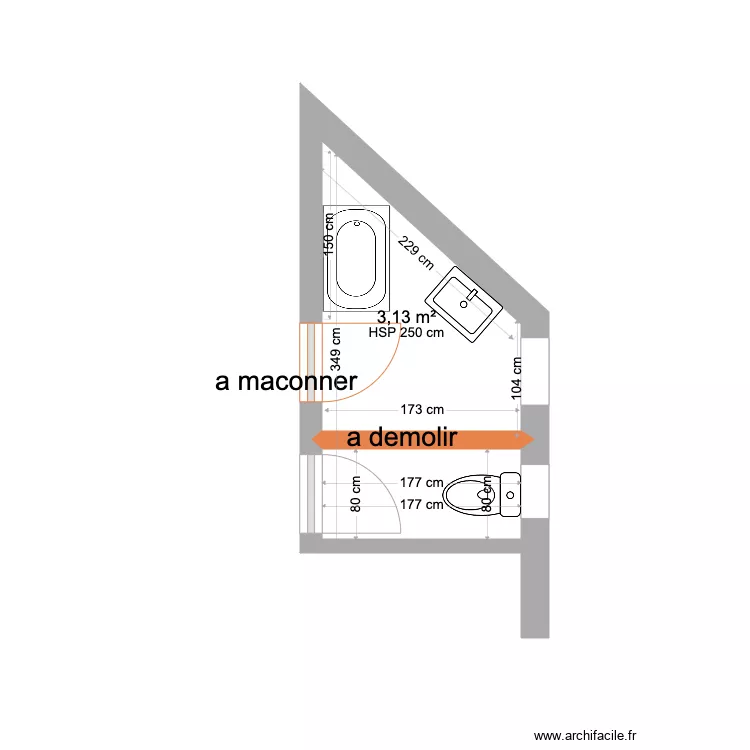 SDB  EXISTANT tredrez . Plan de 