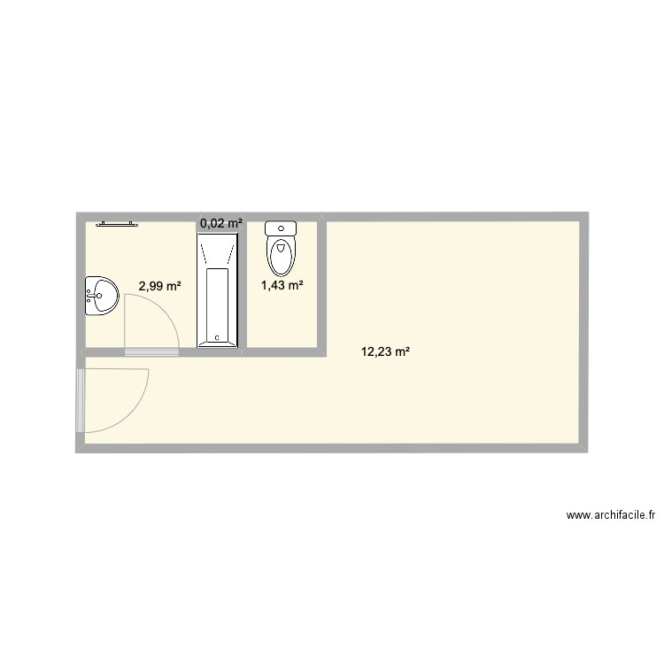 HOTEL DE LA MER. Plan de 4 pièces et 17 m2