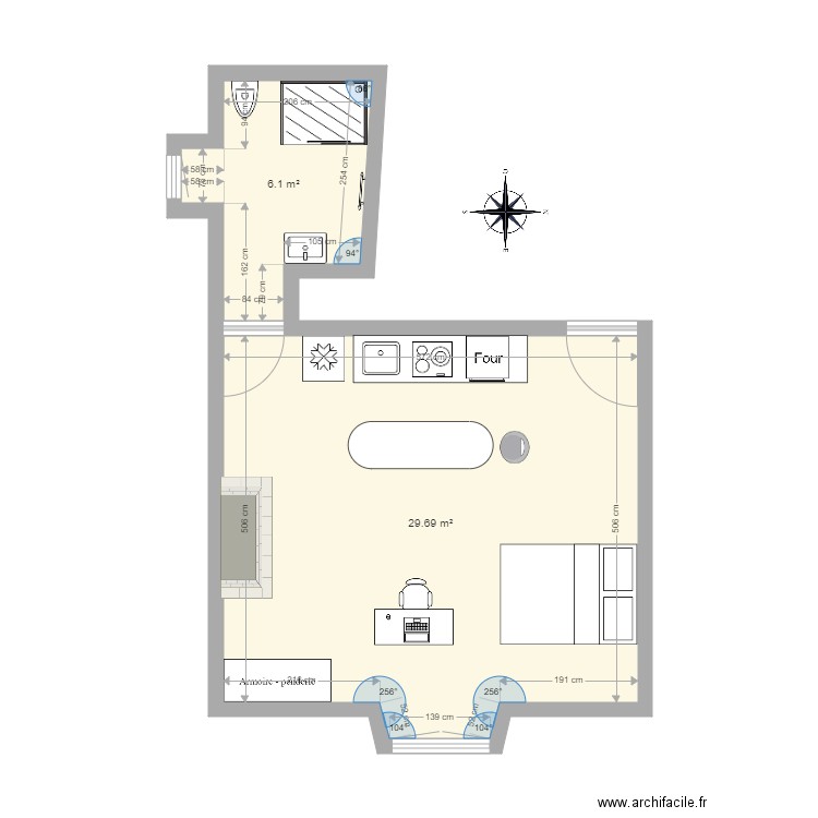 CHAMAILLARD PIECE DU BOUT RdC Scénario studio 1. Plan de 0 pièce et 0 m2