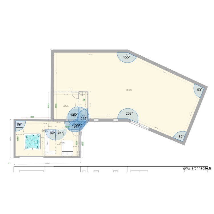 futur extension 35M2. Plan de 4 pièces et 175 m2