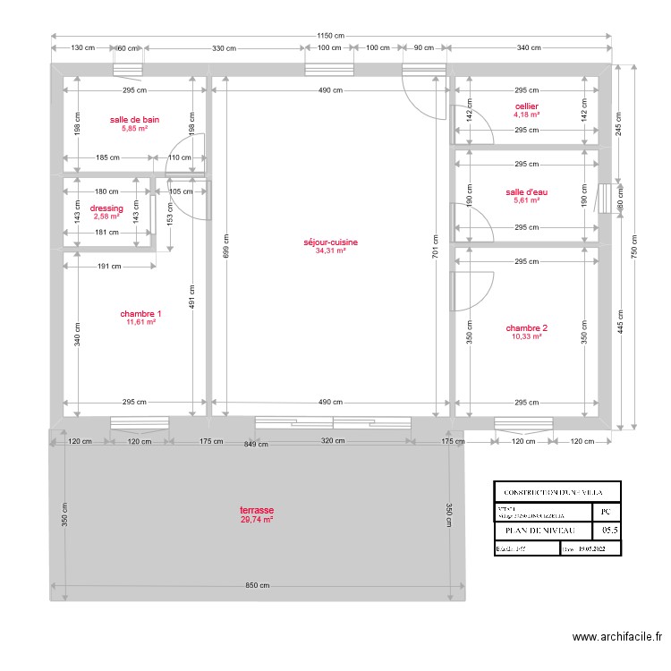 fred plan de niveau CORRIGE1. Plan de 0 pièce et 0 m2